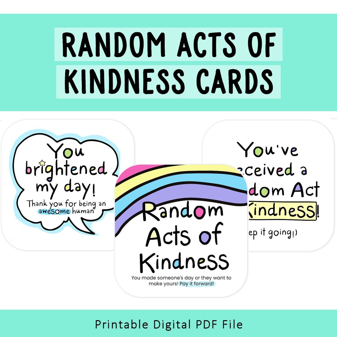 Printable Random Acts of Kindness Cards Pay It Forward Small Acts RAOK Printable Random Acts of Kindness Cards Pay It Forward Small Acts RAOK