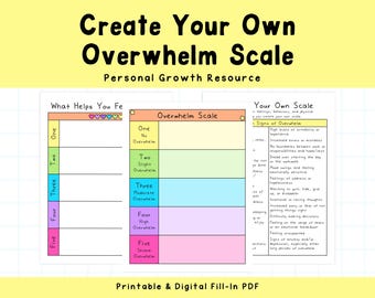 Overwhelm Scale: Anxiety & Stress Relief Worksheets (Digital Download)