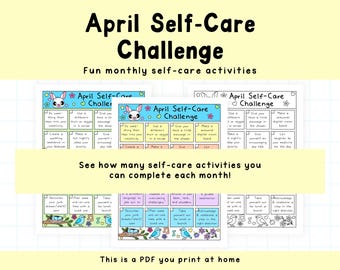 April Self-Care Challenge, Self-Love Tracker, Monthly Reset Printable, Self Love Activity