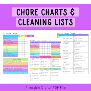 Cleaning Lists & Chore Charts | Organization | Editable | Daily Chores | Family Cleaning | ADHD Cleaning Planner