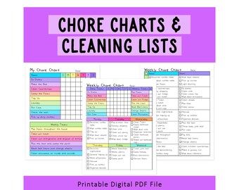 Cleaning Lists & Chore Charts | Organization | Editable | Daily Chores | Family Cleaning | ADHD Cleaning Planner