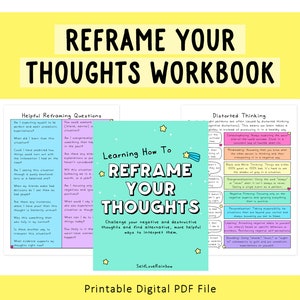 How To Reframe Your Thoughts Emotional Wellness Change Negative Beliefs Self-Talk Therapy Tool Mental Health Counseling Aid image 1