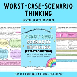 Worst-Case Scenario Thinking | Mental Health Worksheets | Self-Help | Catastrophizing | Cognitive Distortions | Thought Processing | CBT