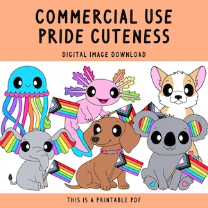 Animaux du Mois de la fierté | Ensemble PNG LGBT | Pack d'images homosexuelles | Animaux arc-en-ciel | Designs de Chemise Gay Pride | Clipart de fierté | Utilisation commerciale