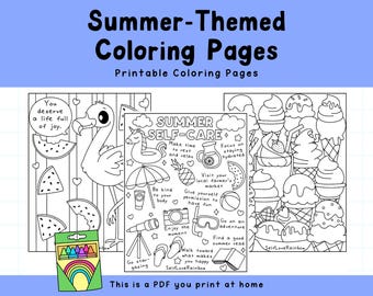 Coloriages d'été : feuilles imprimables dessinées à la main (PDF)