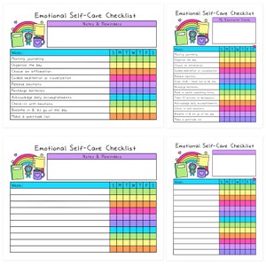 Self-Care Checklists Selfcare Journal Tracker Wellness Wellbeing Mindfulness Mental Health Digital Printable image 3