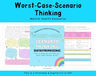 Worst-Case Scenario Thinking | Mental Health Worksheets | Self-Help | Catastrophizing | Cognitive Distortions | Thought Processing | CBT