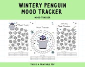 Penguin Mood Tracker: Handdrawn Self-Love Rainbow Chart (Printable PDF)