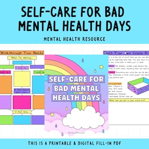 Self-Care for Bad Mental Health Days | Depression | Anxiety | Self-Care Worksheets