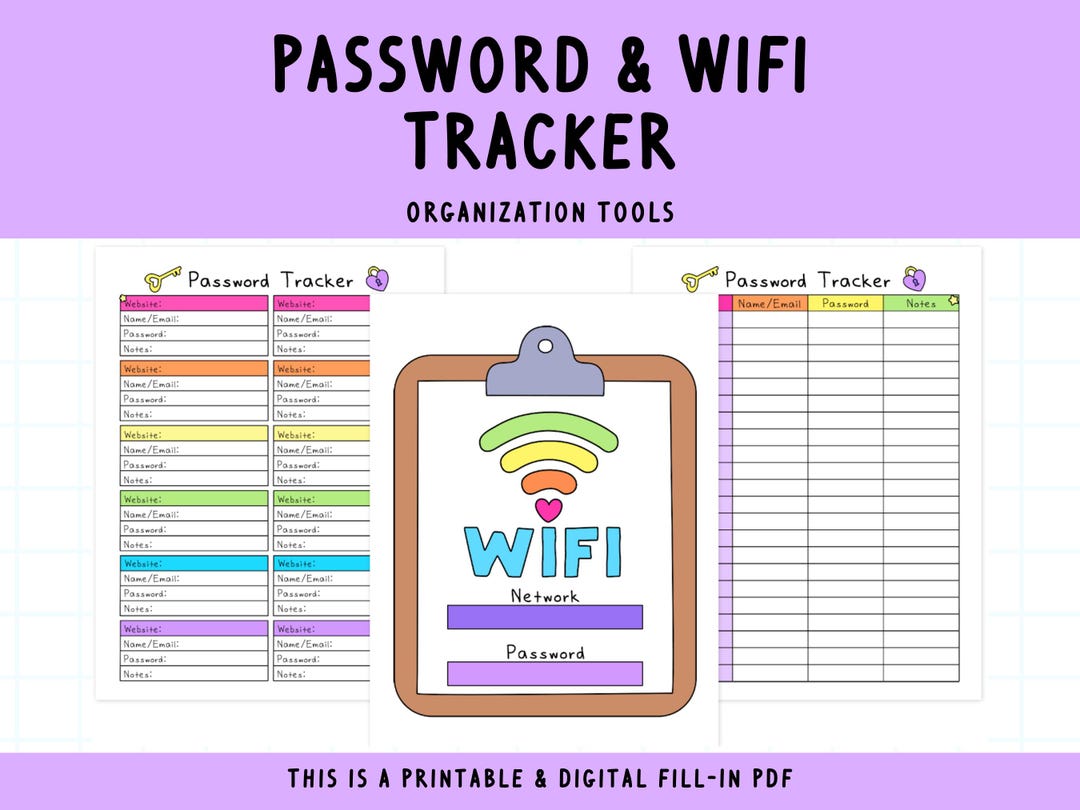 Printable Password & Website Login Tracker (digital Download) - Etsy