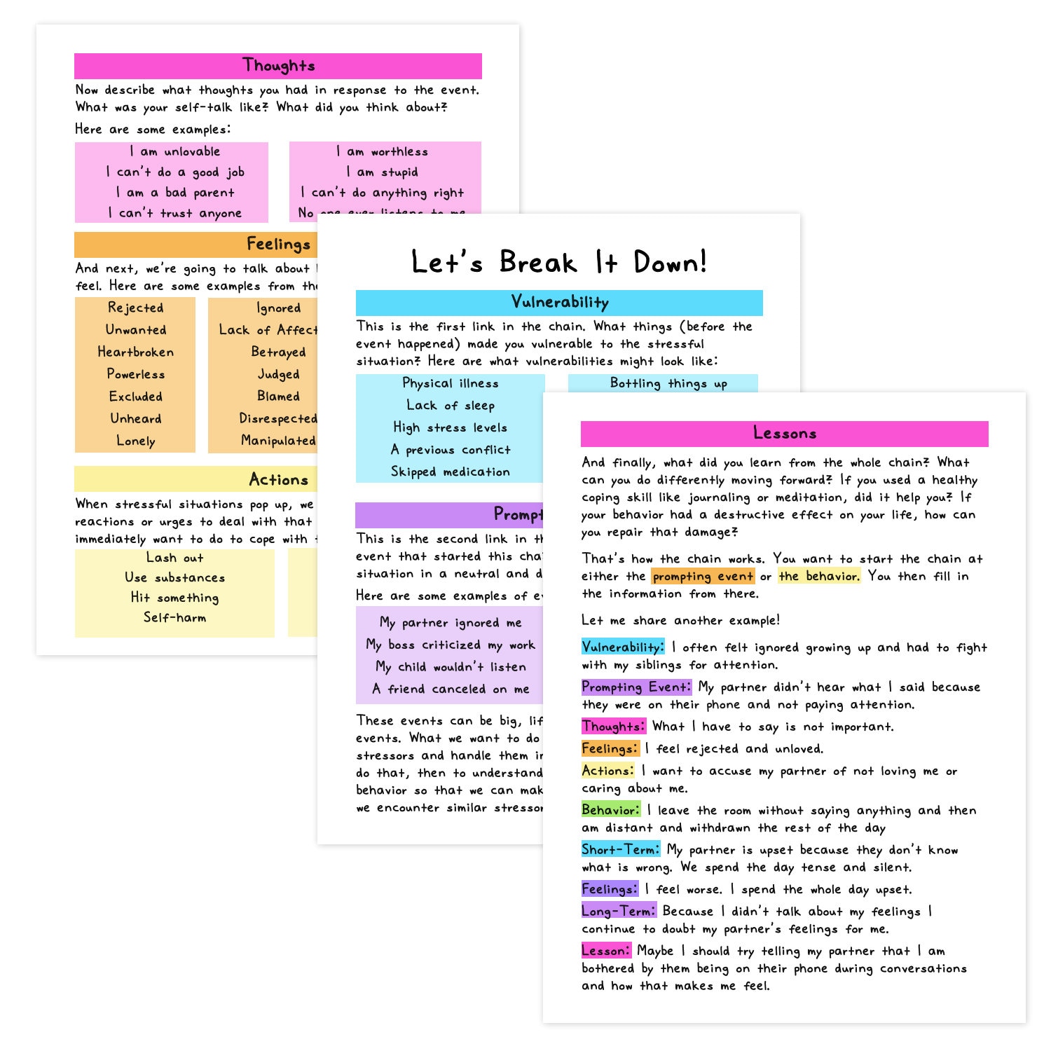 Behavior Chain Analysis | Mental Health Worksheets | Self-help | Anger ...