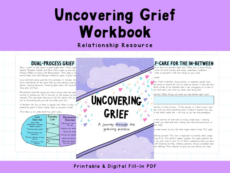Uncovering Grief | Grief Workbook | Remembrance | Loss | Loved One | Journal | Self-Reflection | Shadow Work image 1