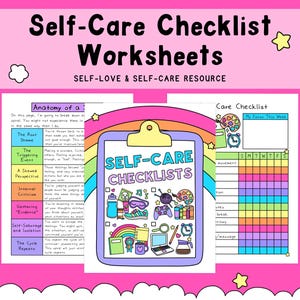 Self-Care Checklists | Selfcare Journal | Tracker | Wellness | Wellbeing | Mindfulness | Mental Health| Digital Printable