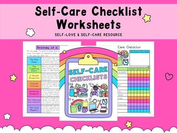 Self-Care Checklists | Selfcare Journal | Tracker | Wellness | Wellbeing | Mindfulness | Mental Health| Digital Printable