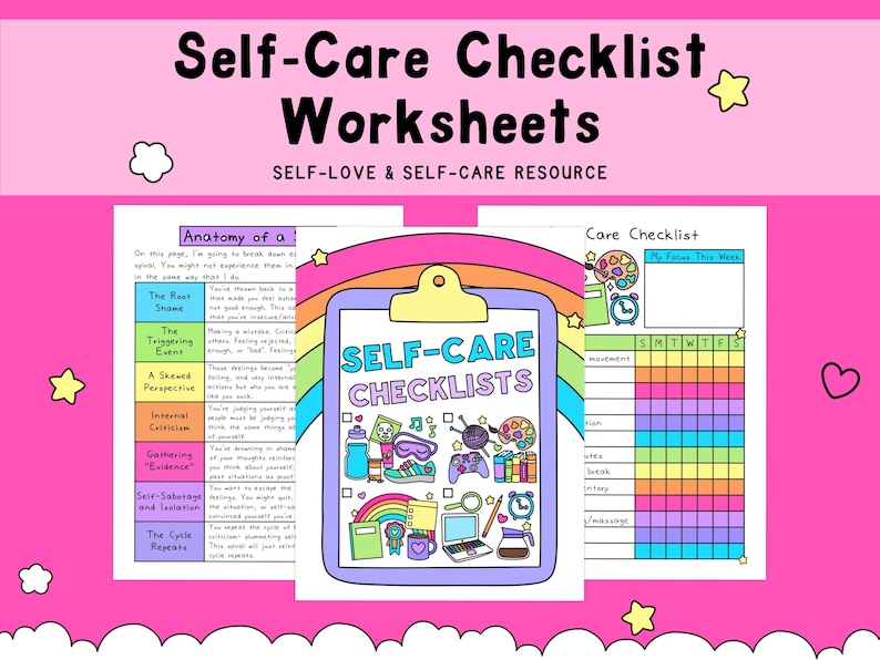 Self-Care Checklists | Selfcare Journal | Tracker | Wellness | Wellbeing | Mindfulness | Mental Health| Digital Printable image 1