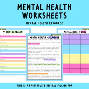 Mental Health Worksheets: Self-Care & Mood Tracker (Digital Download)