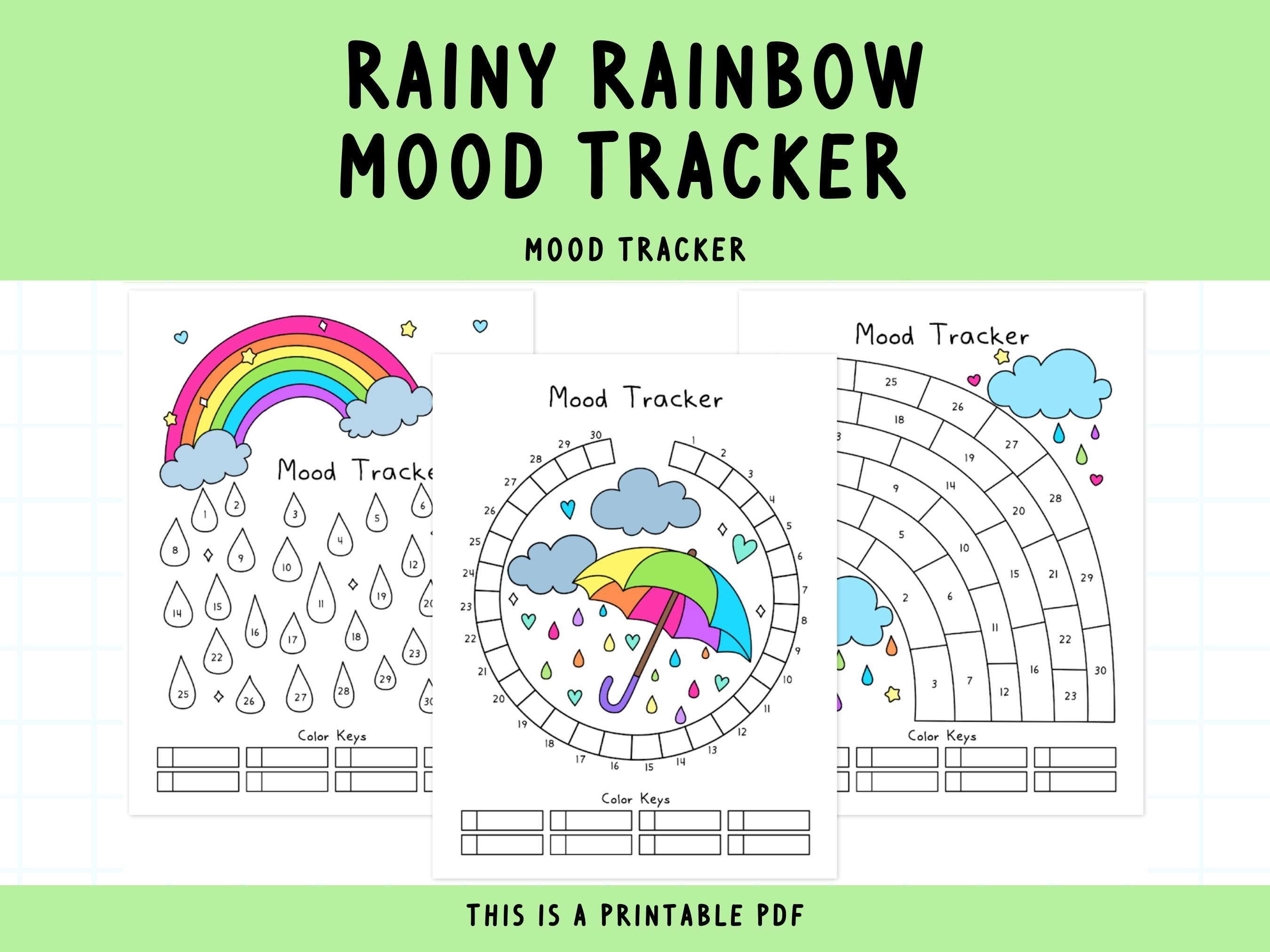 Rainy Rainbow Mood Tracker: Printable Mental Health Log (PDF) - Etsy
