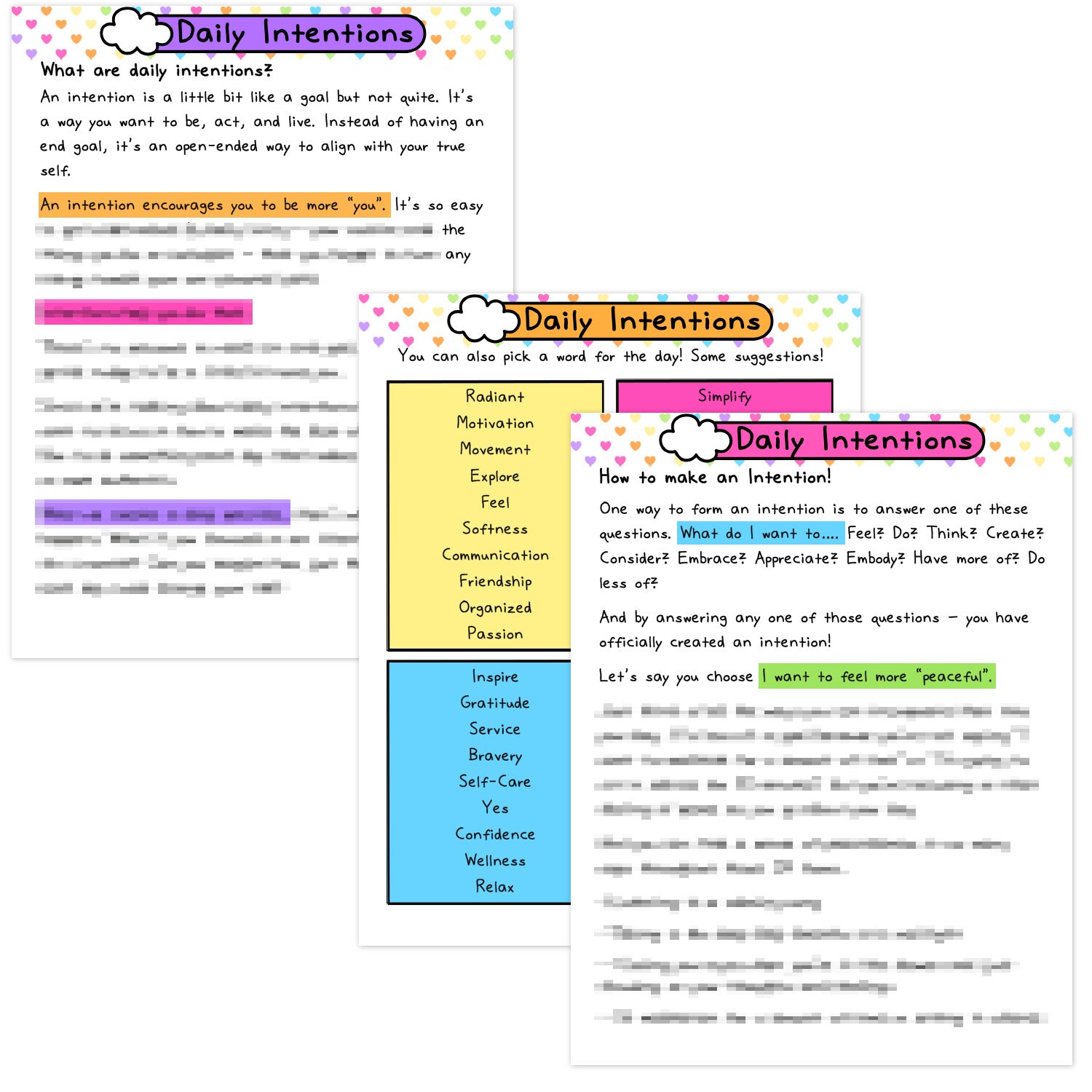 Setting Daily Intentions Worksheets.pdf Daily Intentions Workbook | Manifestation | Goal Setting Workbook ...