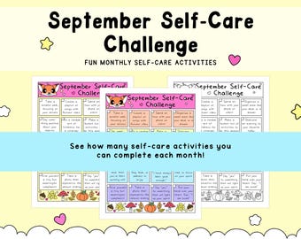 September Self-Care Challenge Printable, Fall Self Care Worksheet, Autumn Mental Health, Monthly PDF