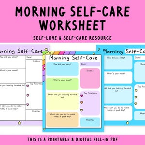 Morning self-care worksheet, morning anxiety