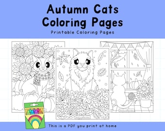 Cozy Autumn Cats Coloring Pages | Printable Fall Coloring Sheets for Adults & Kids