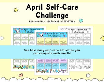 April Self-Care Challenge, Self-Love Tracker, Monthly Reset Printable, Self Love Activity