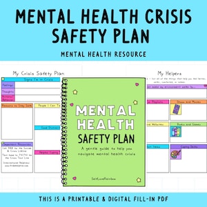Mental Health Crisis Safety Plan | Depression | Anxiety | Self-Care Worksheets | Mental Health Tools