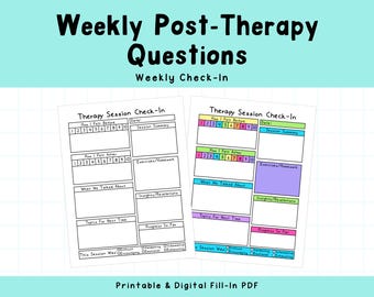 Therapy Session Check-In Worksheet: Post Therapy Questions (Printable & Digital)