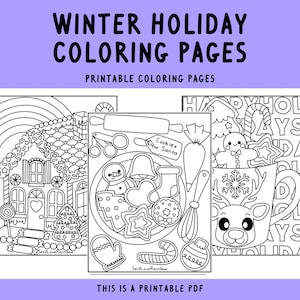 Holiday Coloring Pages | Printable | Hand Drawn | Christmas Themed l Digital Coloring Book | Cute Printable Sheets PDF | Self-Care |