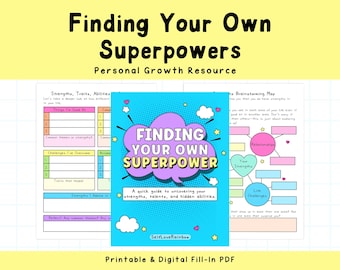 Finding Your Superpowers Strengths Workbook: Self-Discovery Guide, Personal Growth (PDF Download)