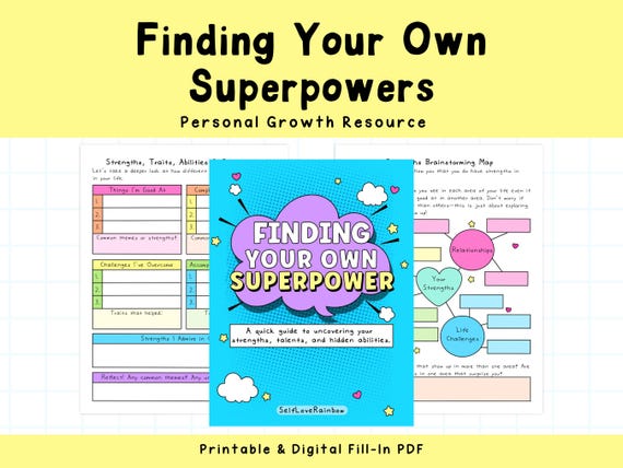Finding Your Superpowers Strengths Workbook: Self-Discovery Guide, Personal Growth (PDF Download)