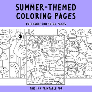 Summer Coloring Pages: Hand Drawn Printable Sheets (PDF)