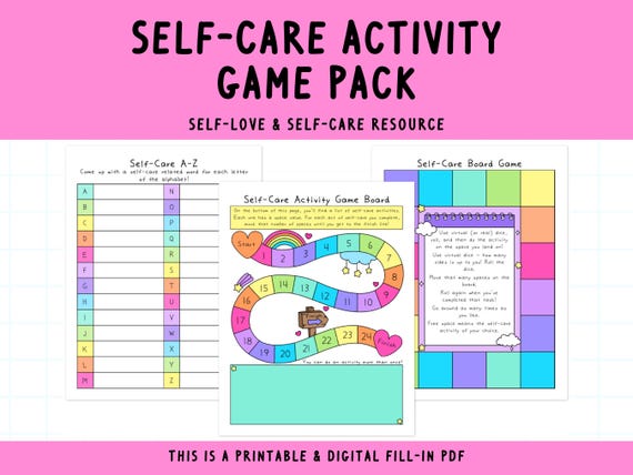 Self-Care Game Activity Pack | Word Search | Printable | Self-Help