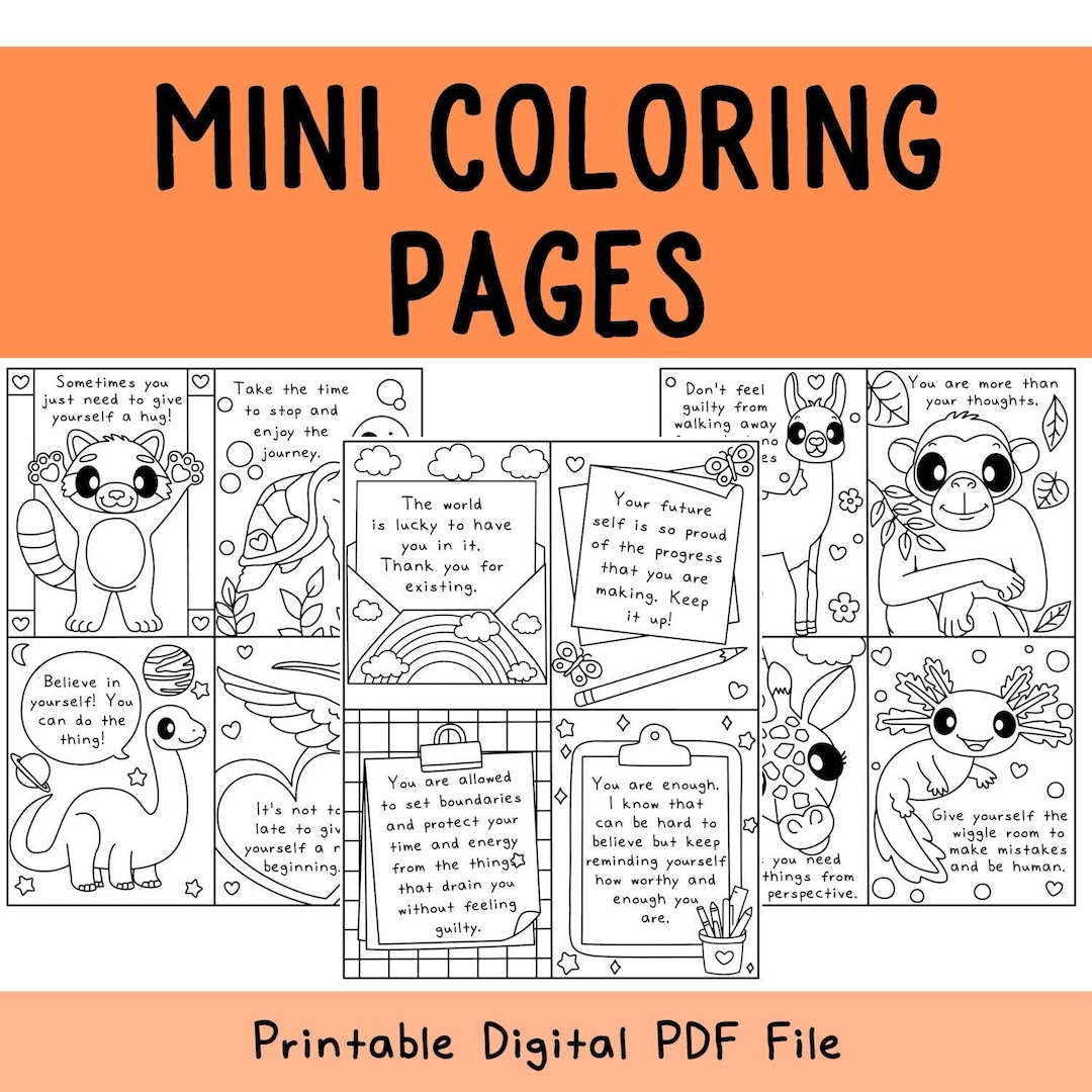 Mini Inspiring Coloring Pages Printable Hand Drawn L - Etsy