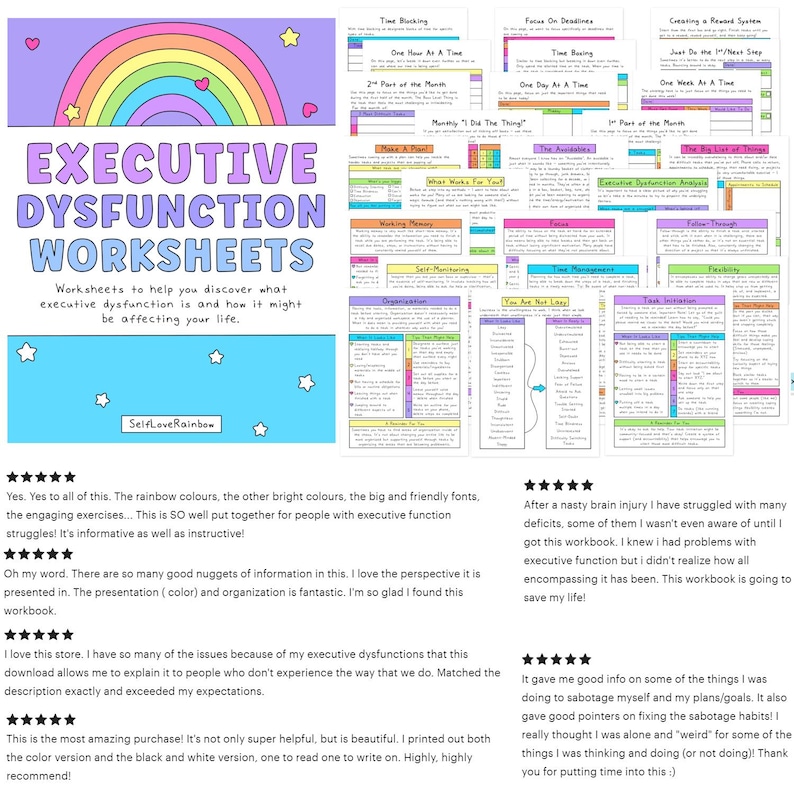 Dysfunction Worksheet Executive Dysfunction Workbook | Anxiety | ADHD | Organization ...