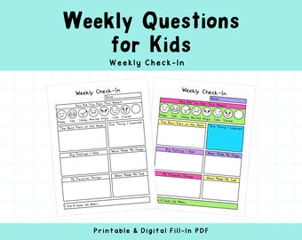 Kids Weekly Check-In Worksheet: Student Mental Health (Digital Download)