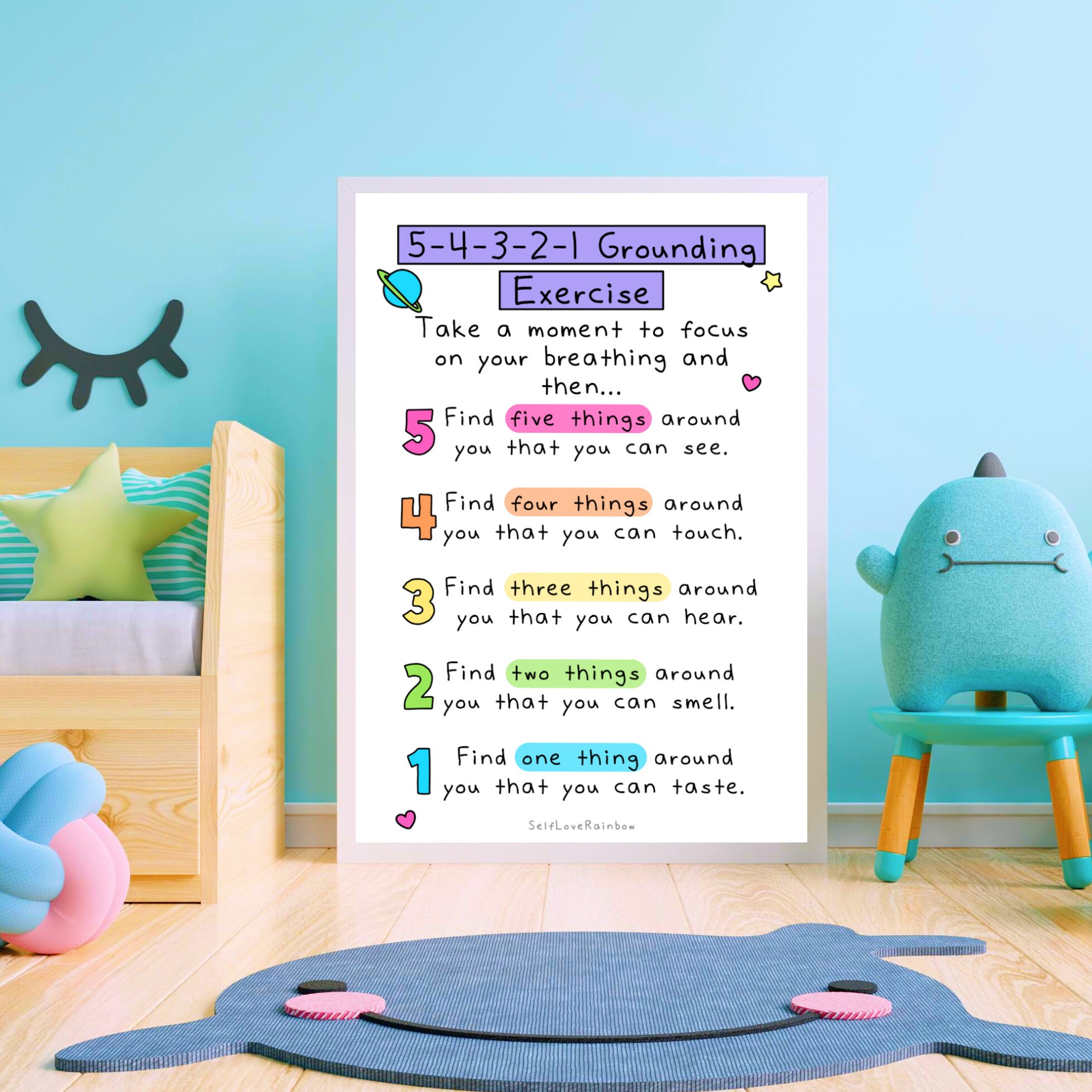 5-4-3-2-1 Grounding Printable Art Colorful Wall Art - Etsy