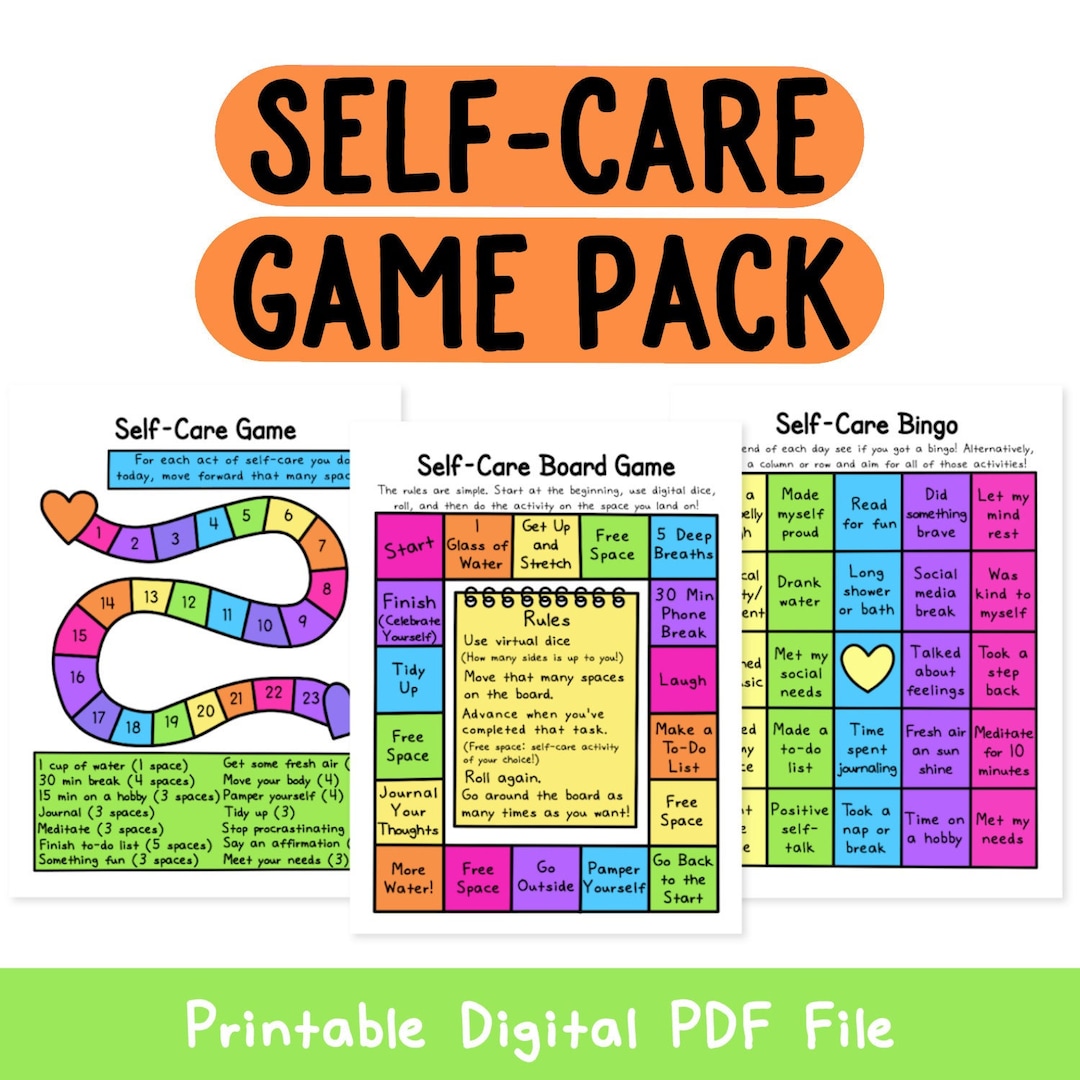 Selfcare Game Pack Word Search Printable Selfhelp Etsy UK