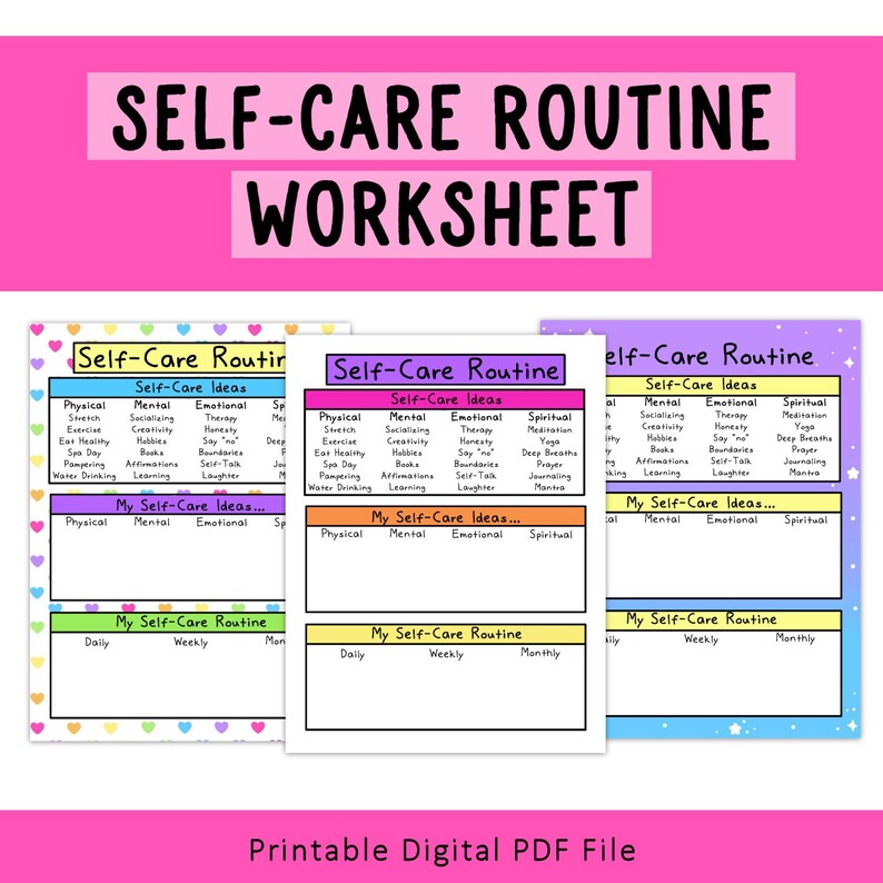 Self-Care Routine Worksheet | Printable | Self-Love | Love Yourself image 2