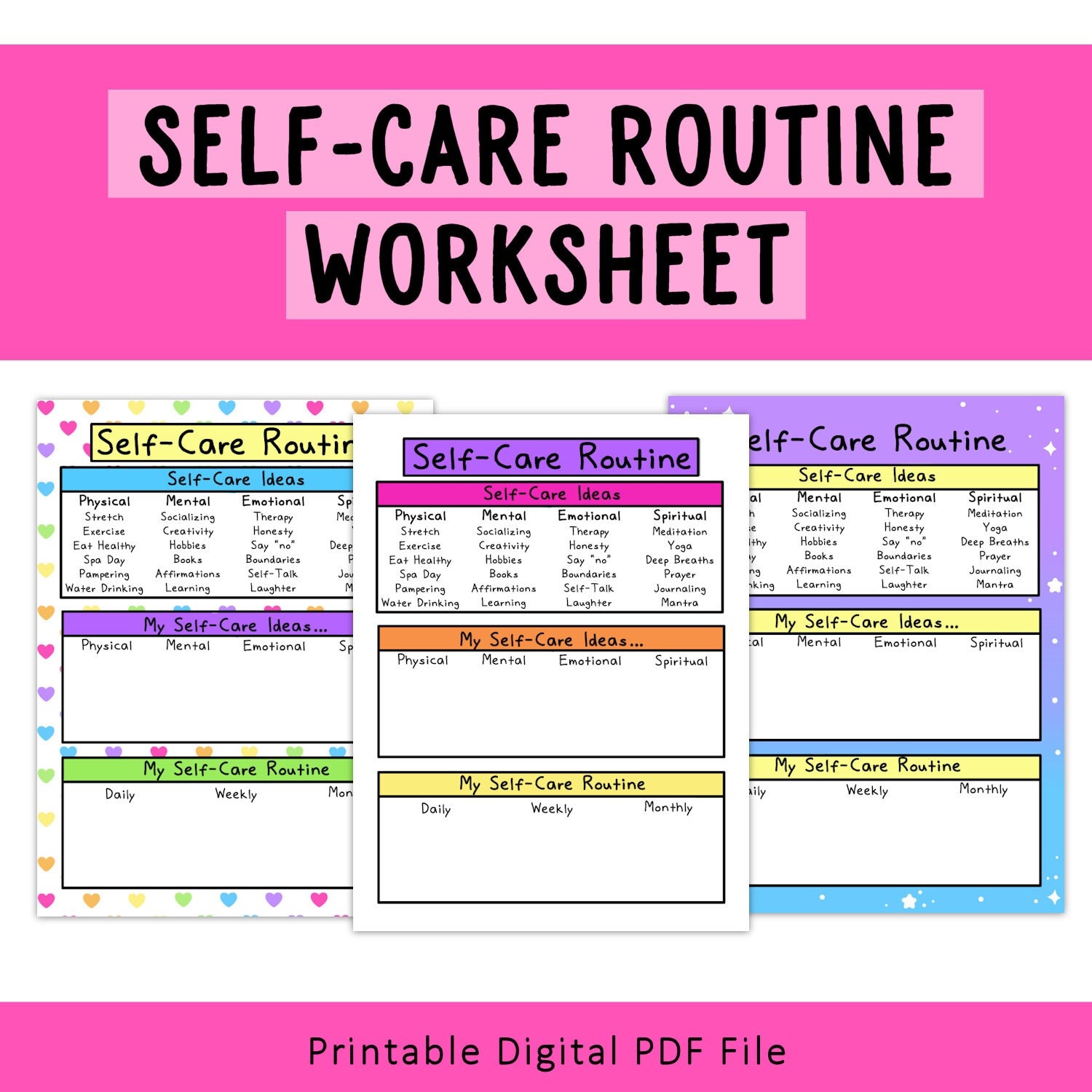 Self-care Routine Worksheet | Printable | Self-love | Love Yourself - Etsy self-care-routine-worksheet-printable-self-love-love-yourself-etsy