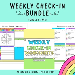 Weekly Check-In Pages Bundle | Mental Health | Symptom Tracker | Chronic Illness | Kid and Teen Mental Health | School Resources