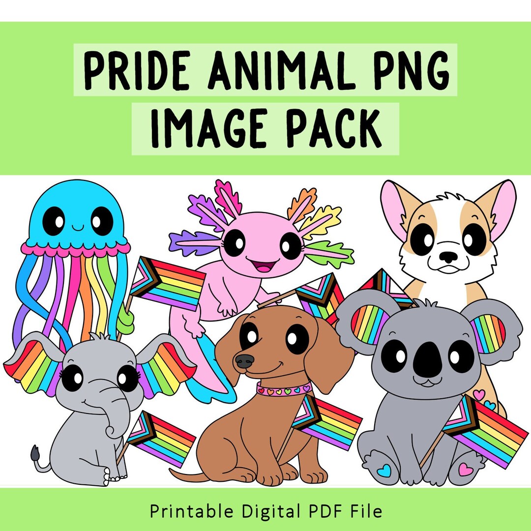 Pride Month Animals LGBT PNG Bundle Queer Image Pack Rainbow Animals Etsy