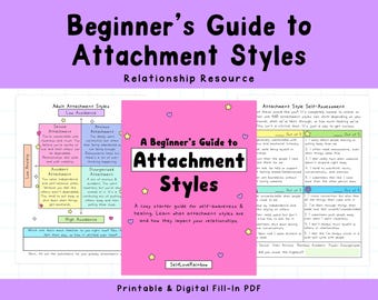 Attachment Styles Workbook | Anxious, Avoidant & Secure | Relationship Guide | Attachment Theory | Emotional Regulation | Trust Issues