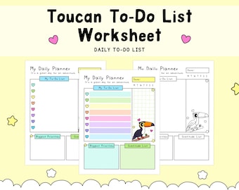 Toucan Summer To-Do List Planner, Mental Health Worksheet (Digital Download)