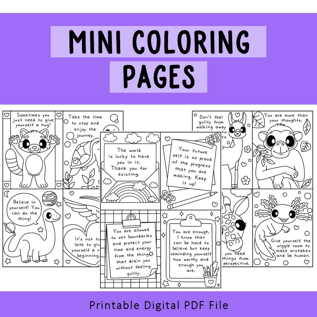 Mini Inspiring Coloring Pages Printable Hand Drawn L Digital Coloring ...