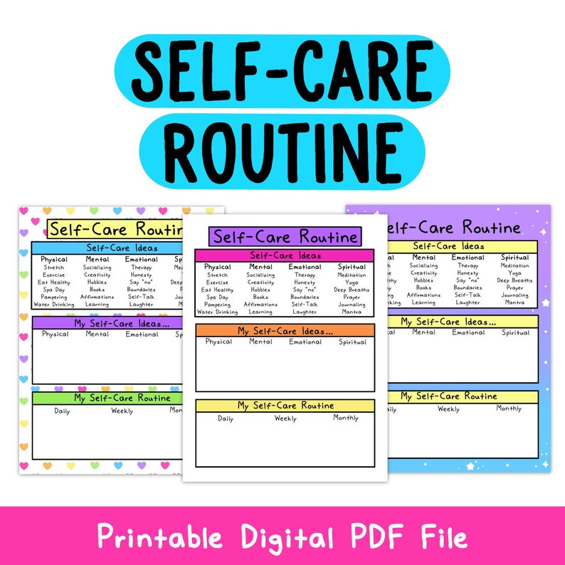 Self-Care Routine Worksheet | Printable | Self-Love | Love Yourself image 5