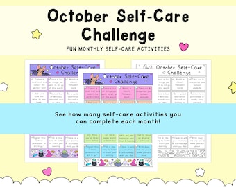 October Self-Care Challenge Printable, Fall Wellness Tracker (PDF)
