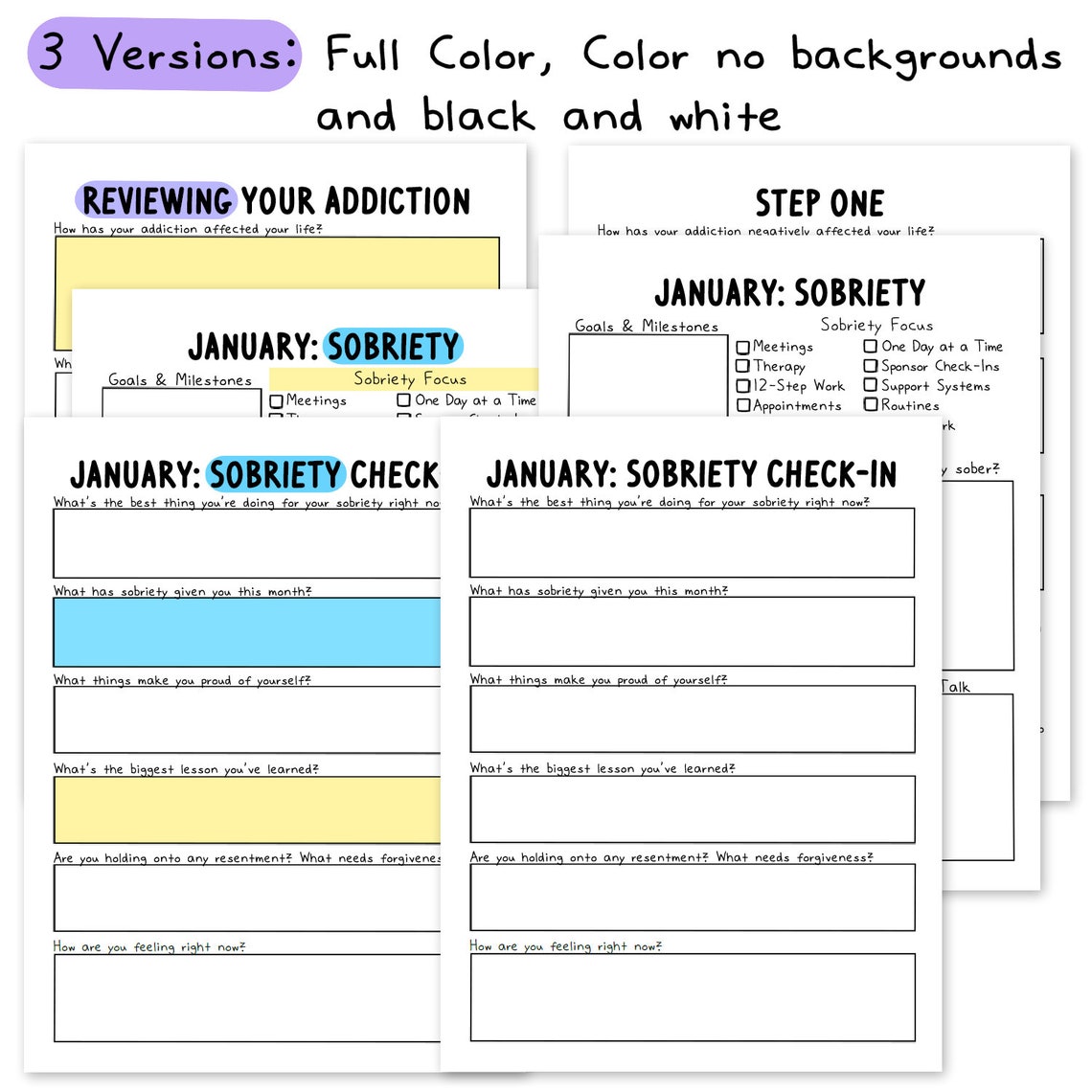 Printable Emotional Sobriety Worksheets