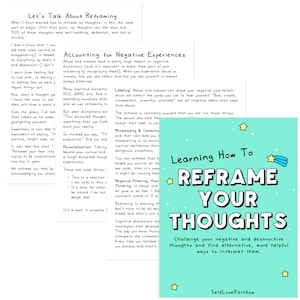 How To Reframe Your Thoughts Emotional Wellness Change Negative Beliefs Self-Talk Therapy Tool Mental Health Counseling Aid image 3