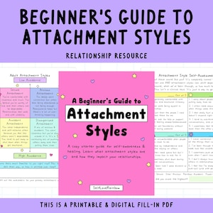 Attachment Styles Workbook | Anxious, Avoidant & Secure | Relationship Guide | Attachment Theory | Emotional Regulation | Trust Issues
